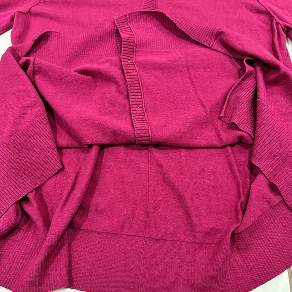 NWT LOGO by Lori Goldstein Cardigan Sweater Top Women Size M Fuscha Pink Button - Picture 8 of 8